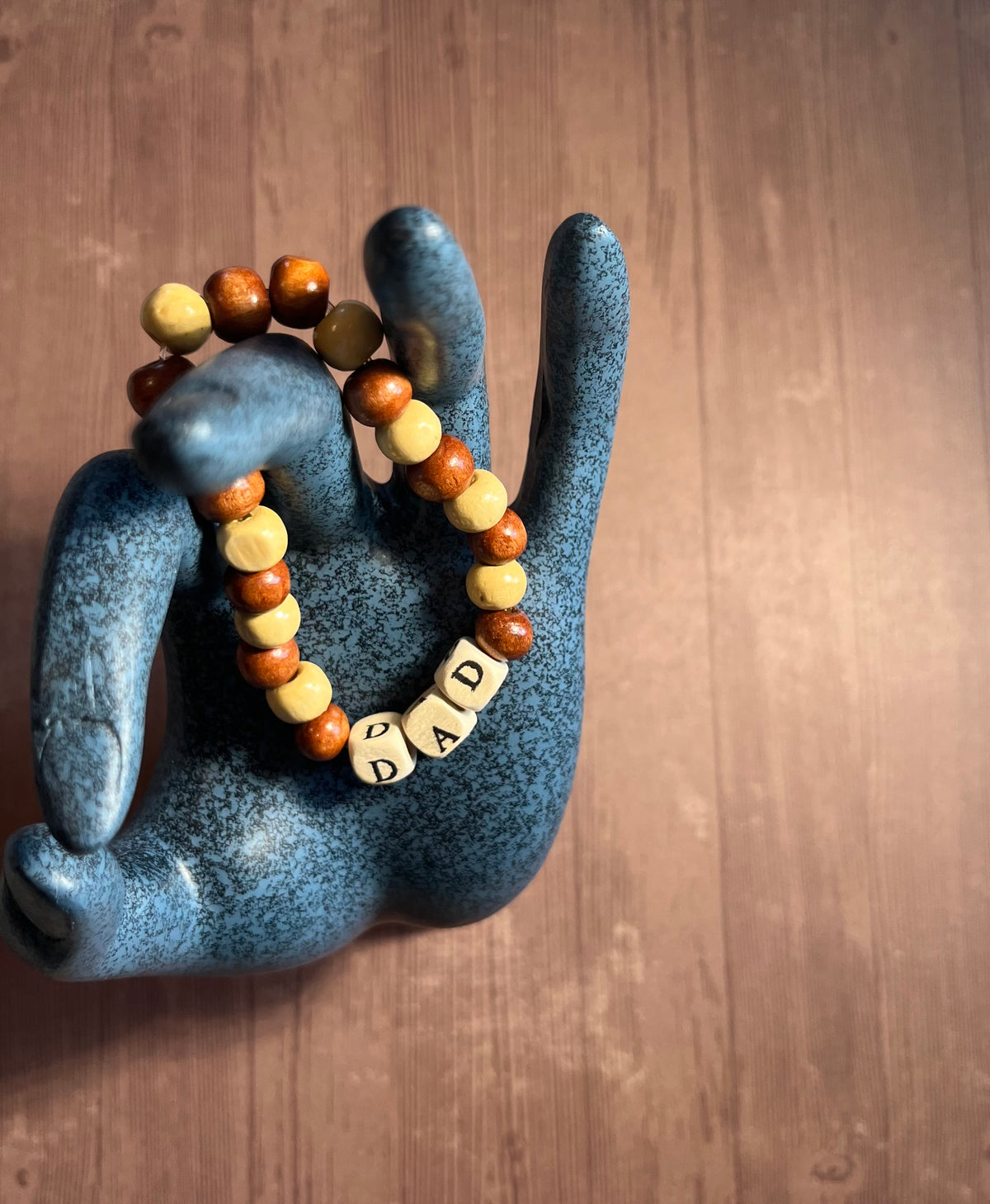 “Dad” wood bead bracelet