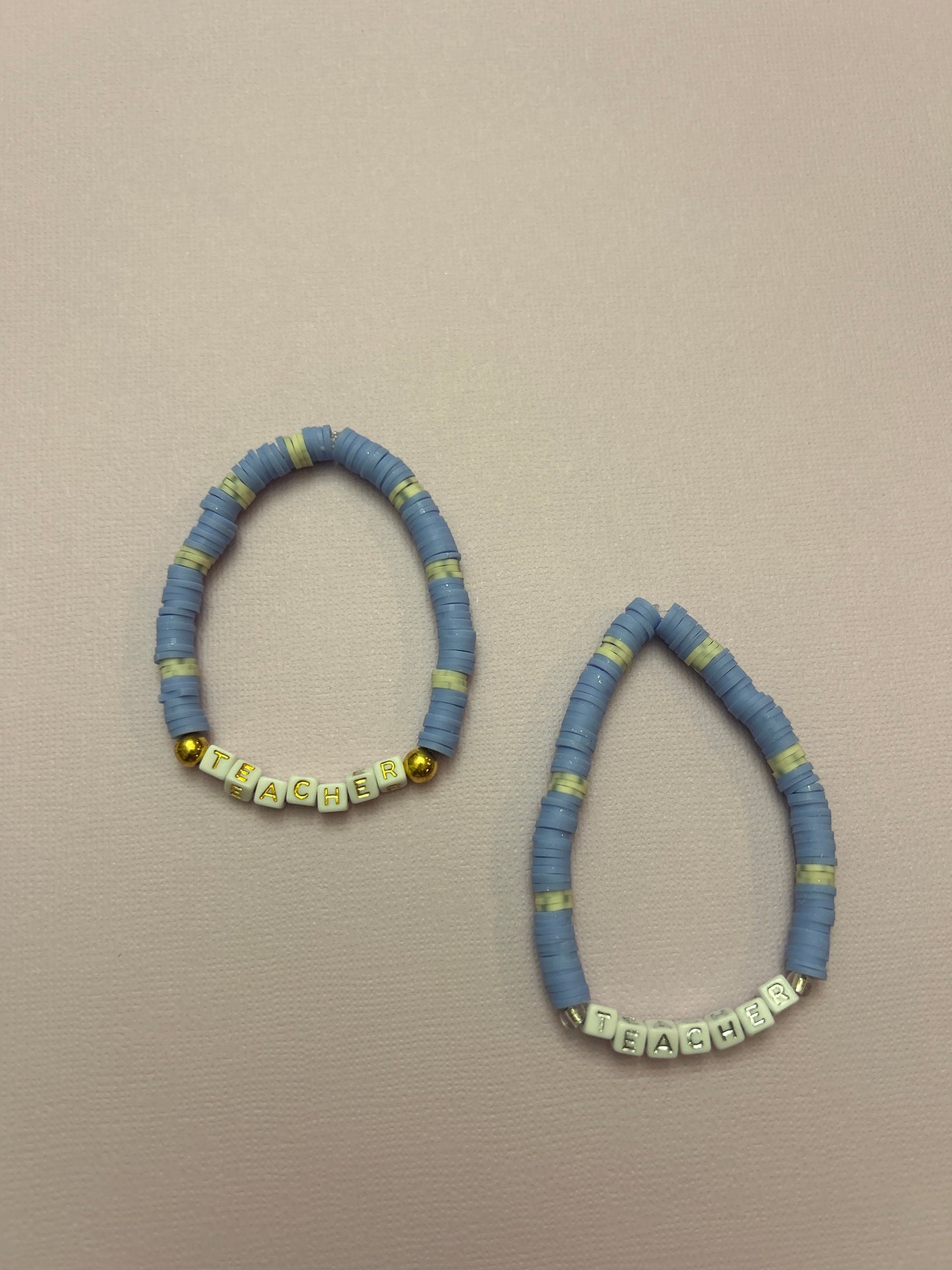 “Teacher” clay bead bracelet