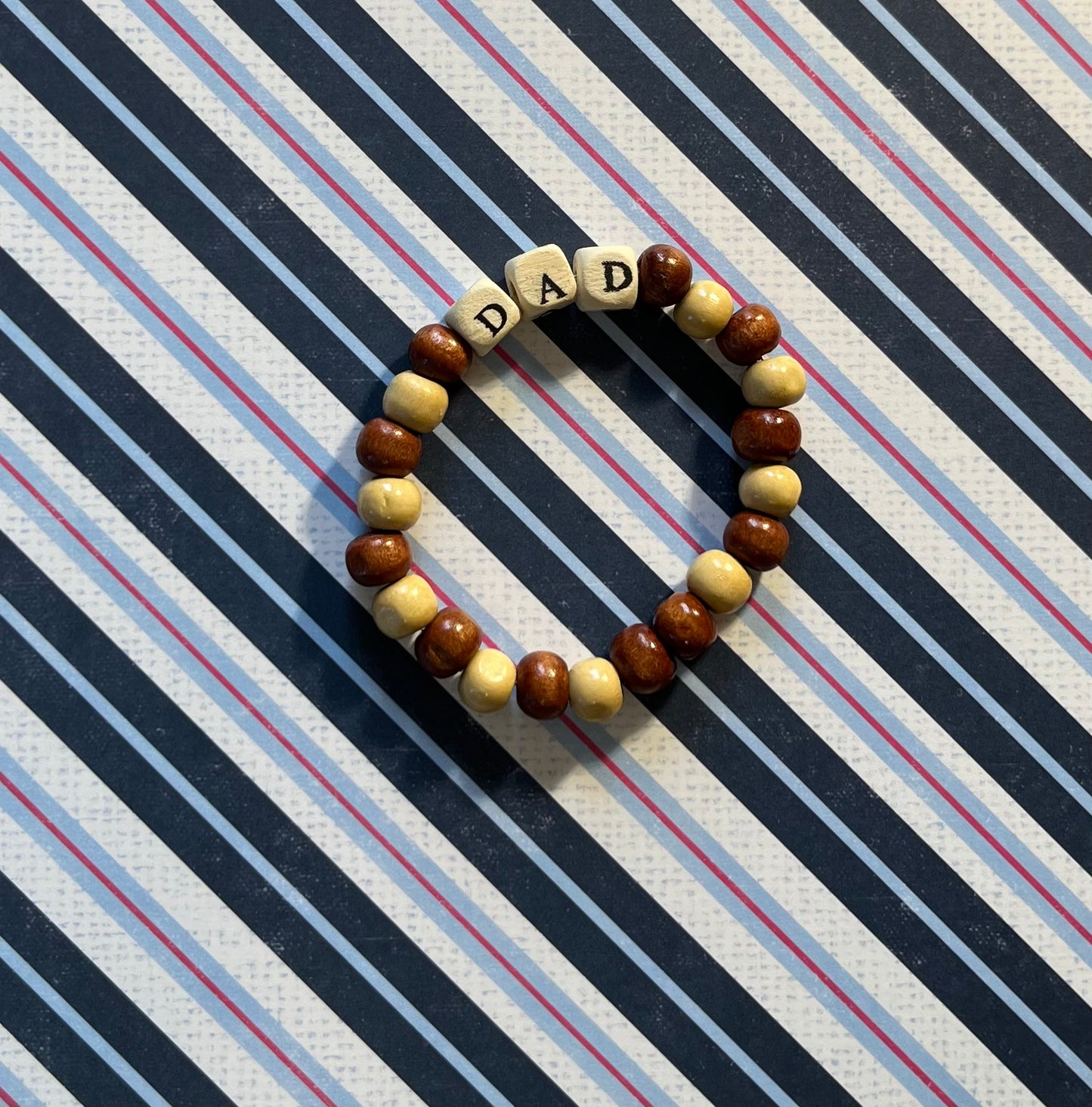 “Dad” wood bead bracelet