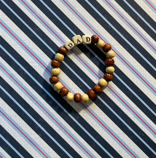 “Dad” wood bead bracelet