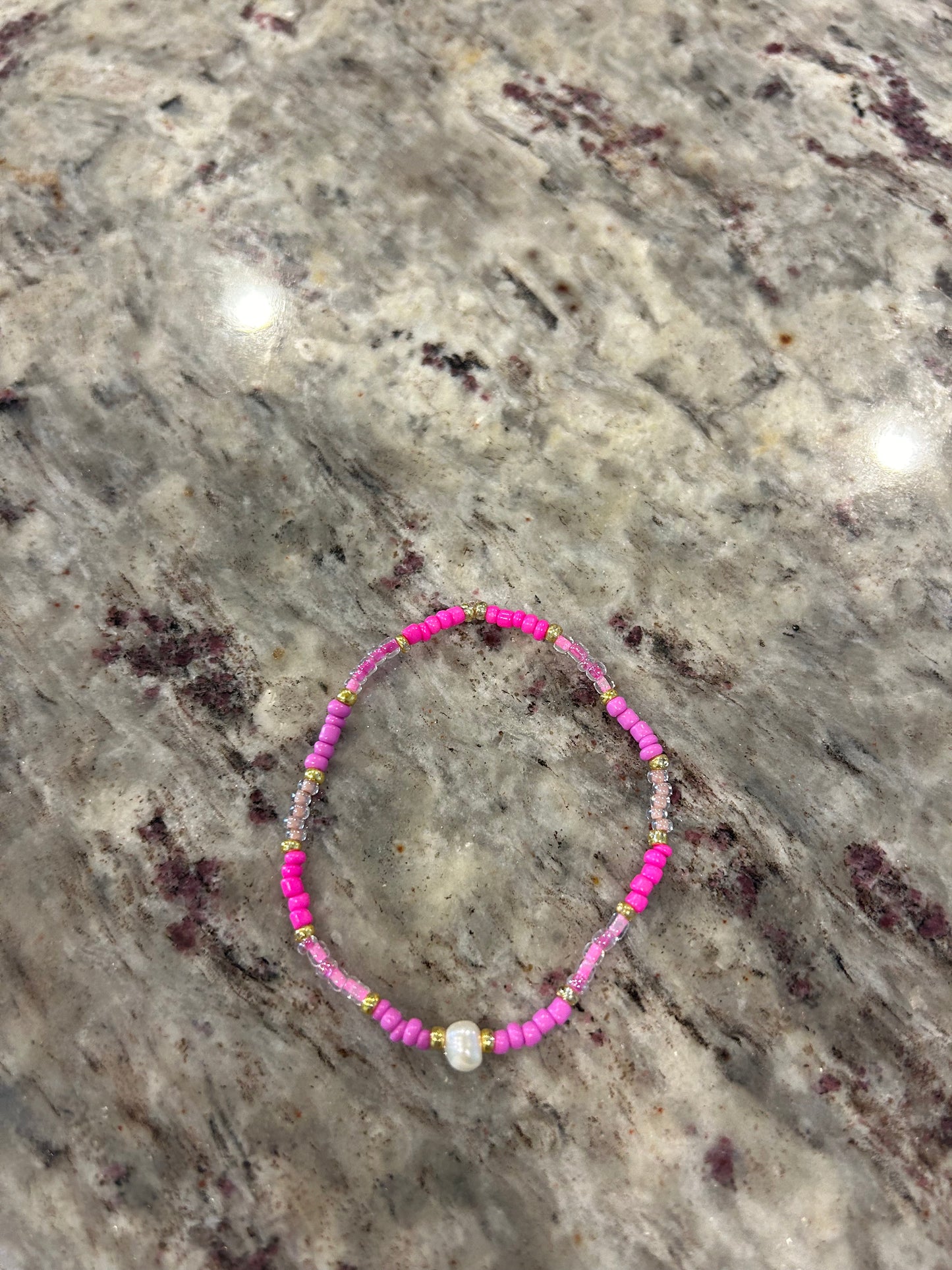 Hot pink pearl bracelet