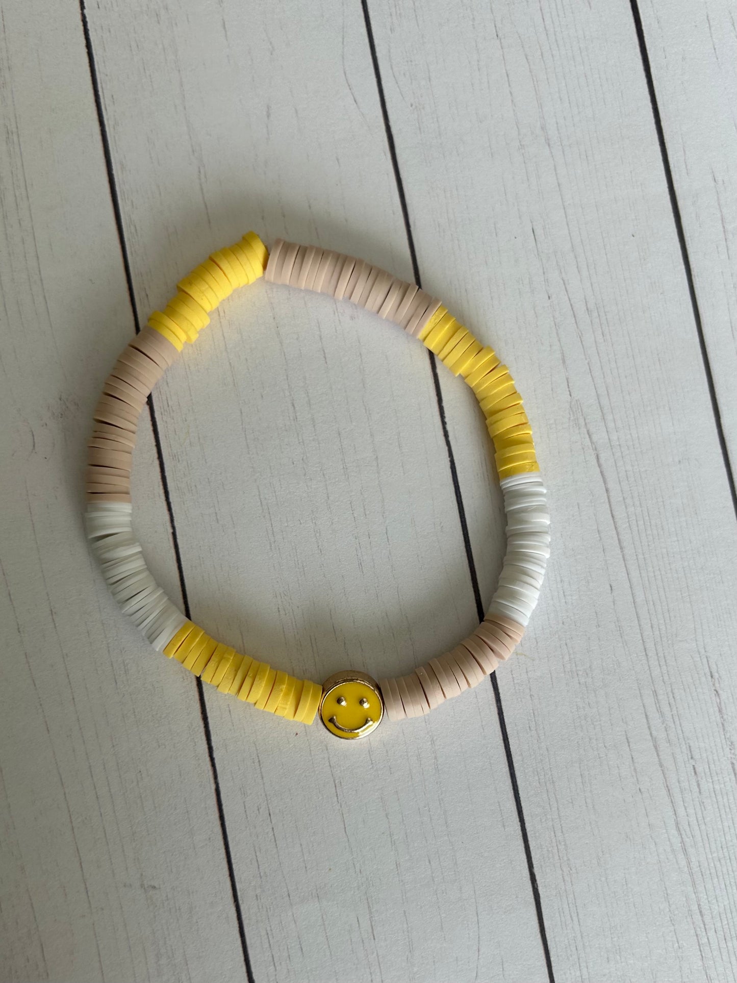 Smiley Clay Bead Bracelet