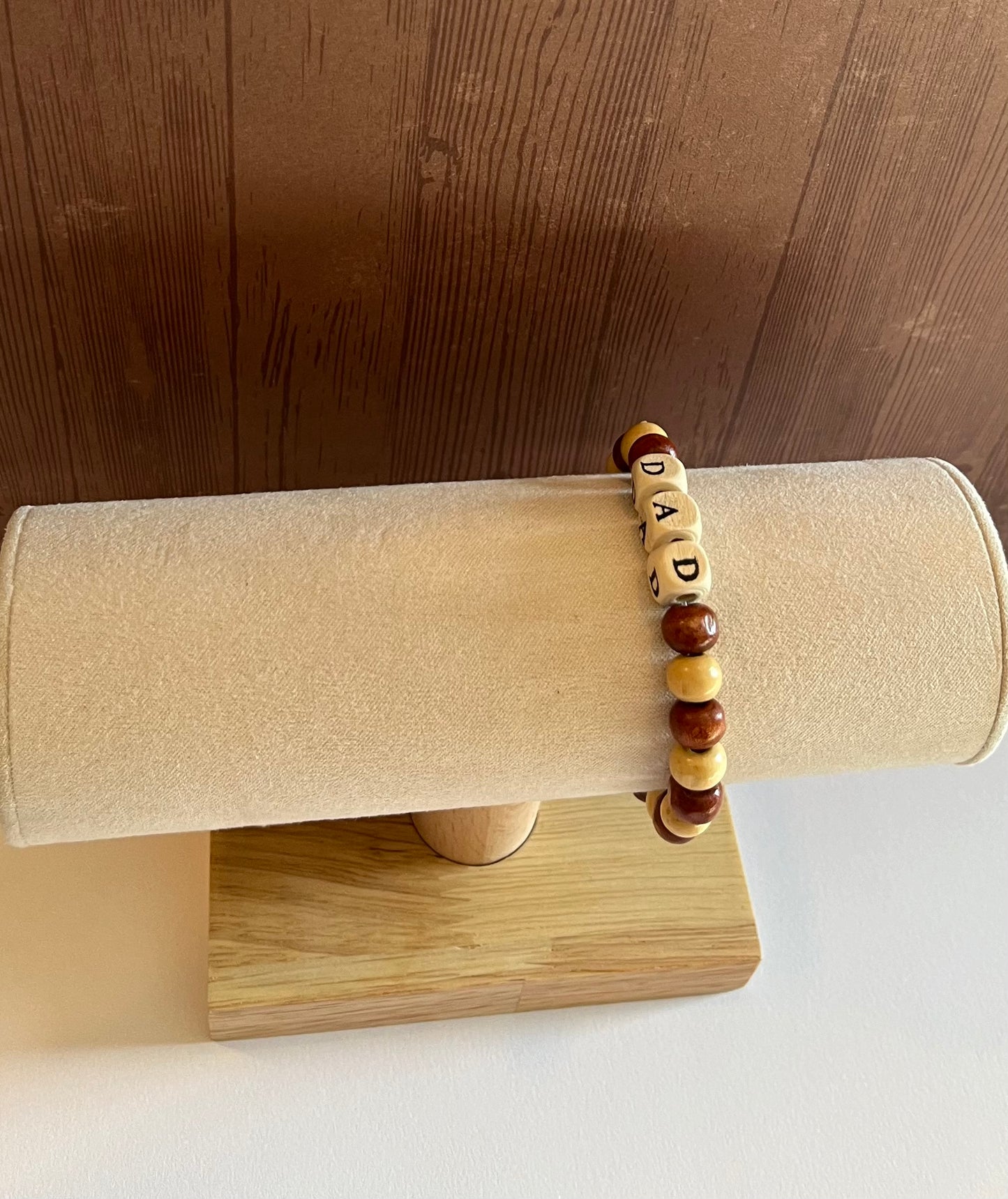 “Dad” wood bead bracelet