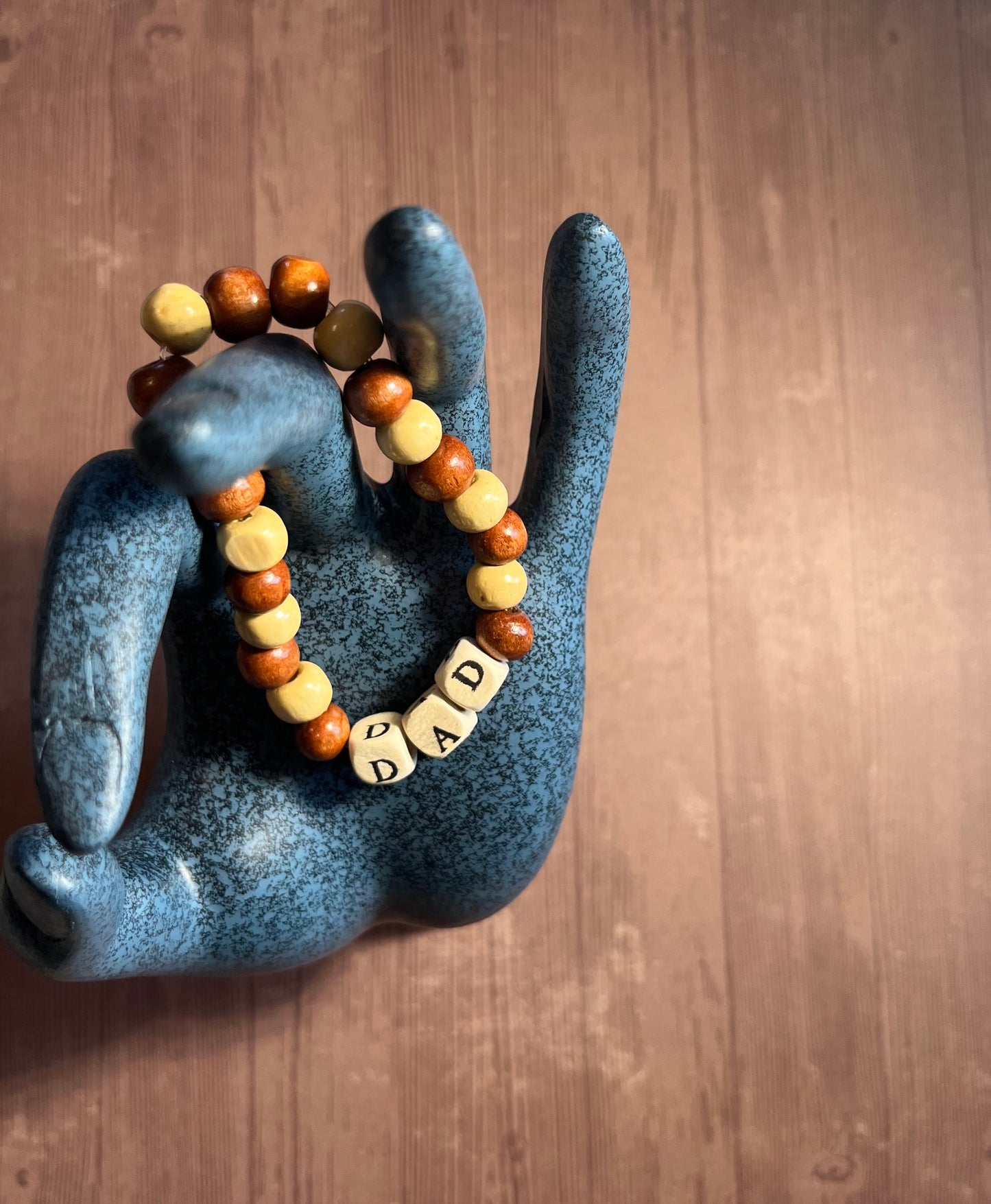 “Dad” wood bead bracelet